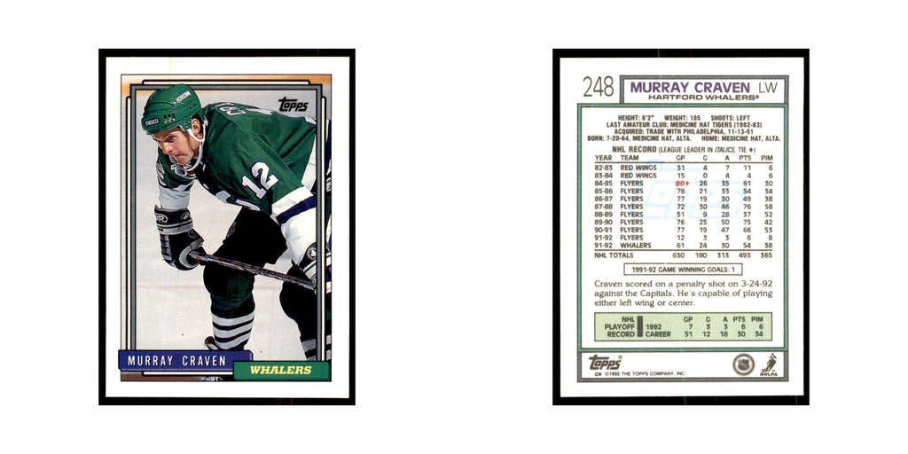 Murray Craven 1992 Topps #248 Hockey Cards Hockey Card NM