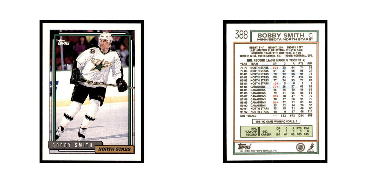 Bobby Smith 1992 Topps #388 Hockey Cards Hockey Card NM