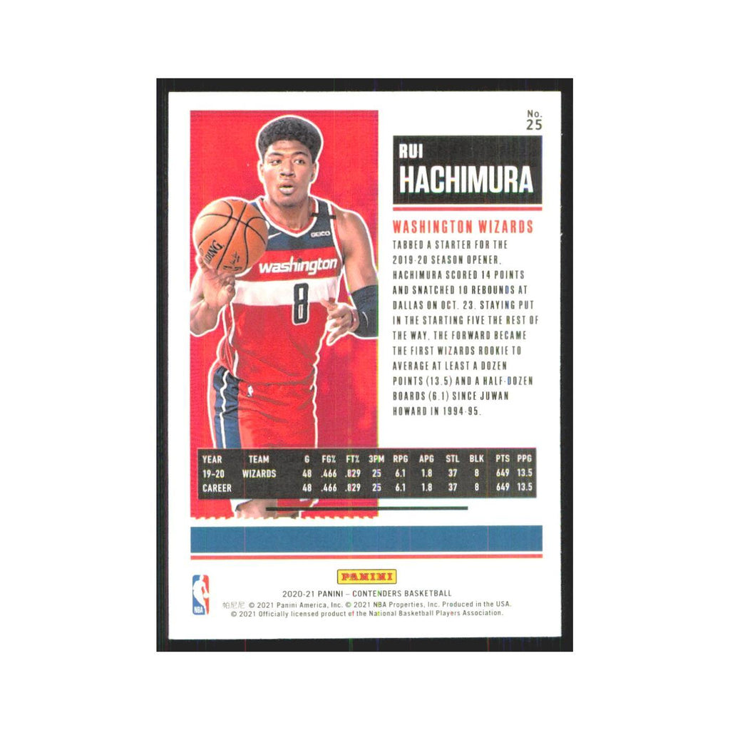 Rui Hachimura 2020 Panini Contenders #25 Washington Wizards Basketball Card NM