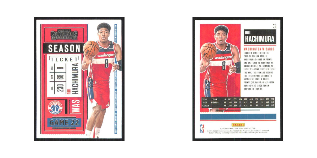 Rui Hachimura 2020 Panini Contenders #25 Washington Wizards Basketball Card NM