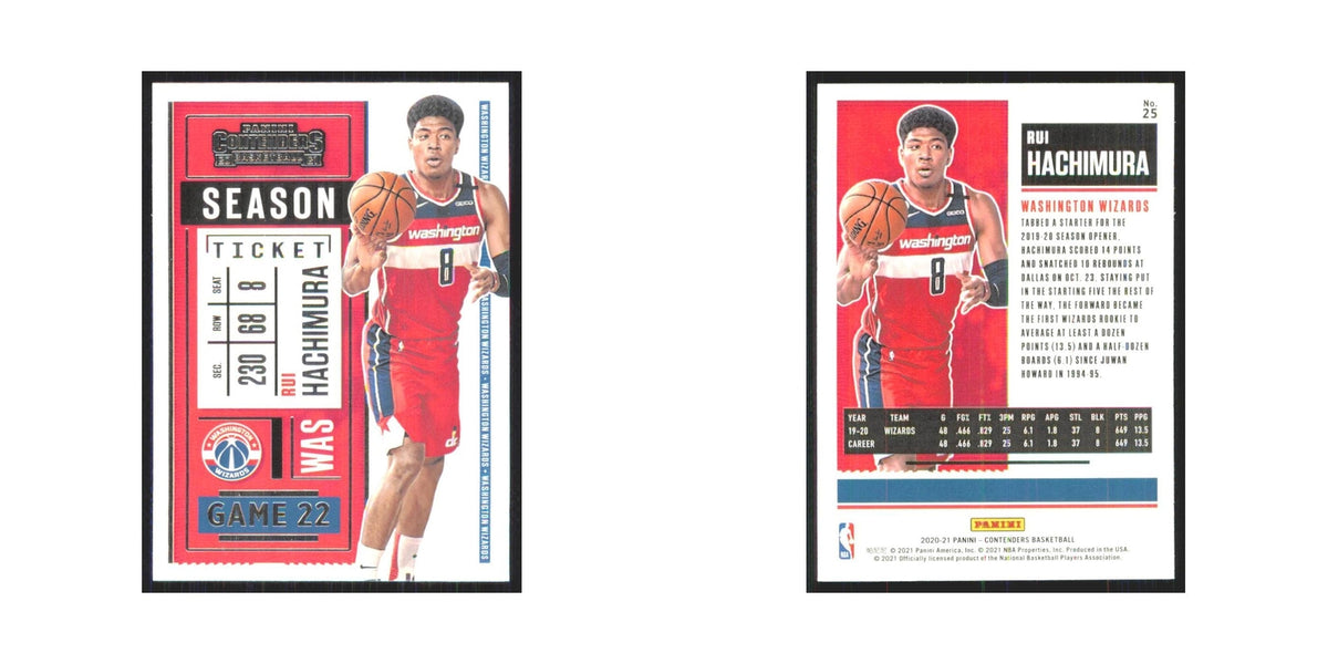 Rui Hachimura 2020 Panini Contenders #25 Washington Wizards Basketball Card NM