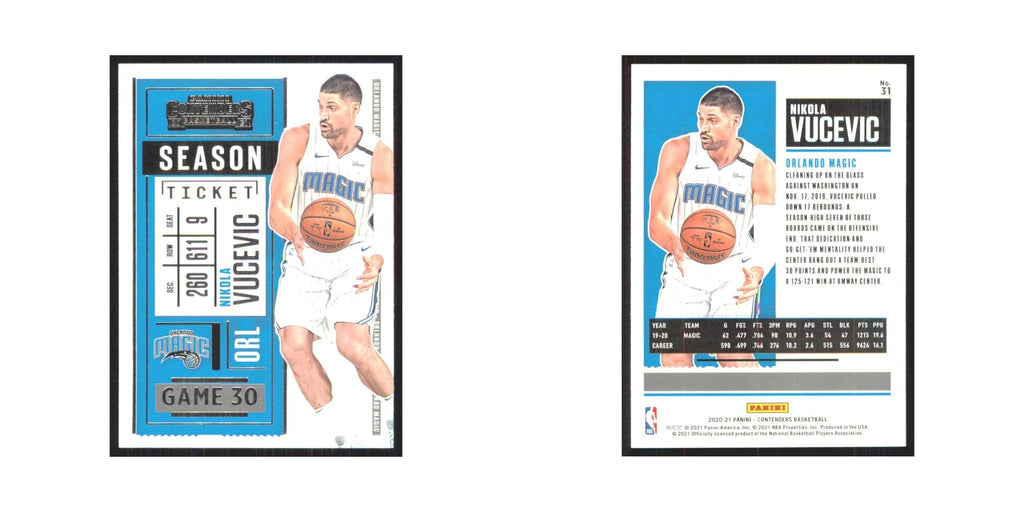 Nikola Vucevic 2020 Panini Contenders #31 Orlando Magic Basketball Card NM
