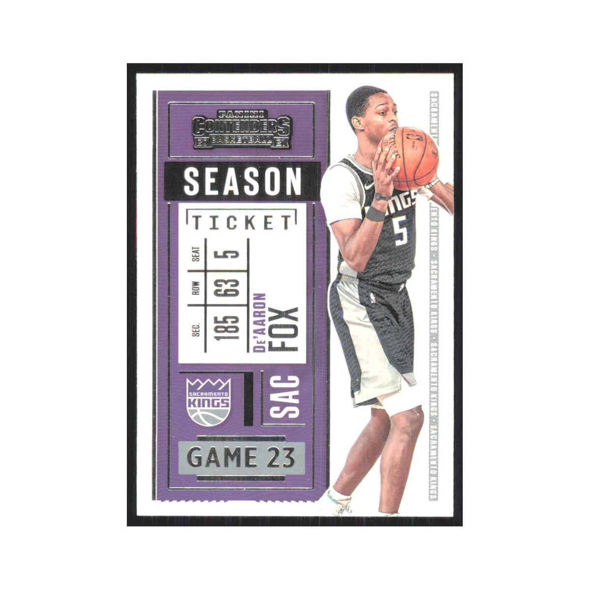De'Aaron Fox 2020 Panini Contenders #88 Sacramento Kings Basketball Card NM
