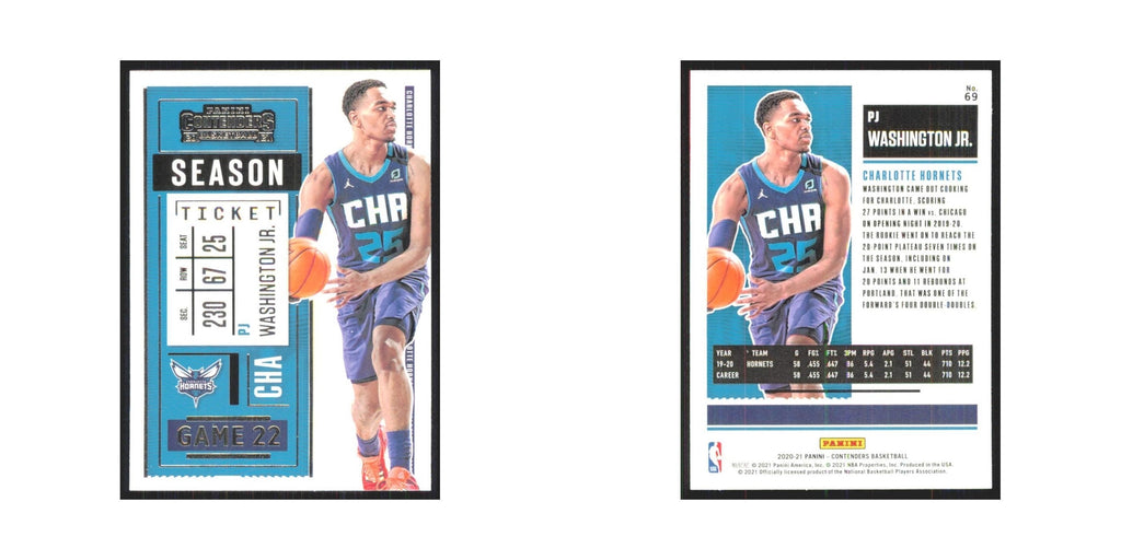 PJ Washington Jr. 2020 Panini Contenders #69 Charlotte Hornets NM