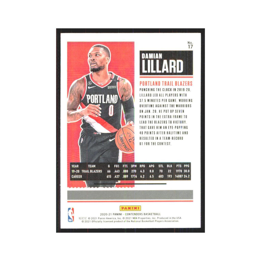 Damian Lillard 2020 Panini Contenders #17 Portland Trail Blazers NM