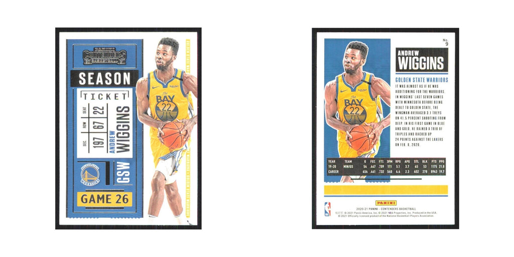 Andrew Wiggins 2020 Panini Contenders #9 Golden State Warriors NM