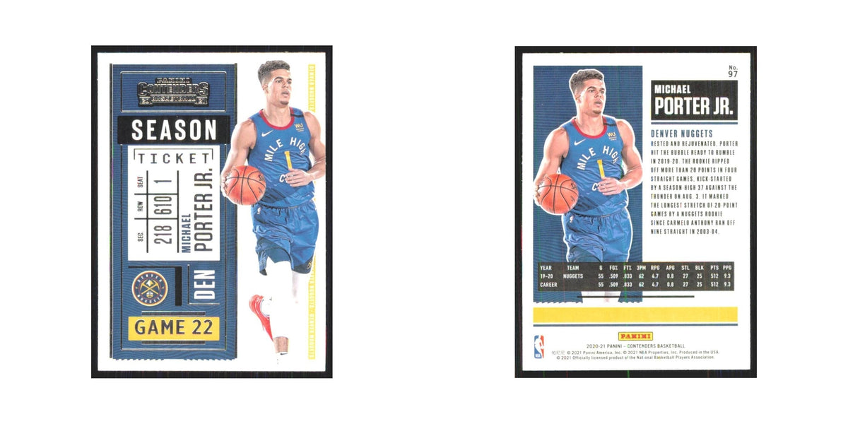 Michael Porter Jr. 2020 Panini Contenders #97 Denver Nuggets Basketball Card NM