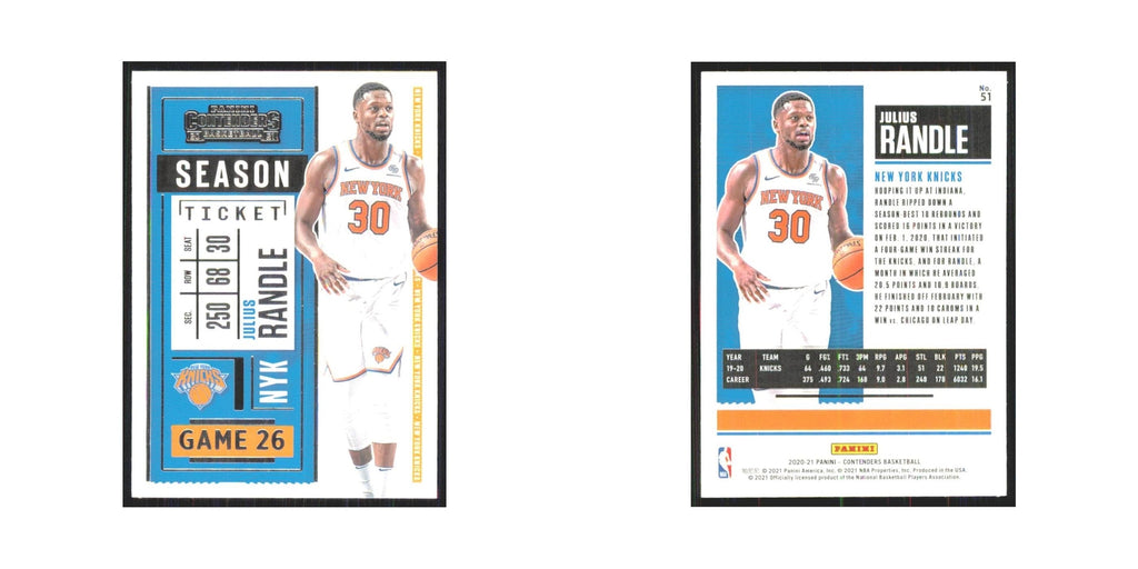 Julius Randle 2020 Panini Contenders #51 New York Knicks Basketball Card NM