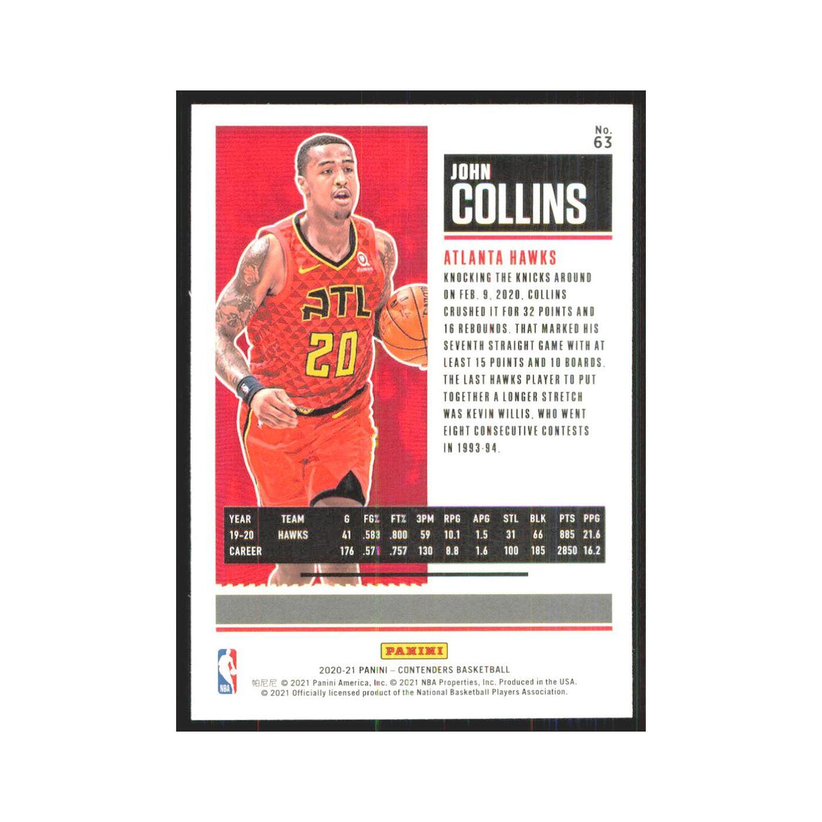 Jalen Johnson 2020 Panini Contenders #63 Duke Blue Devils Basketball Card NM