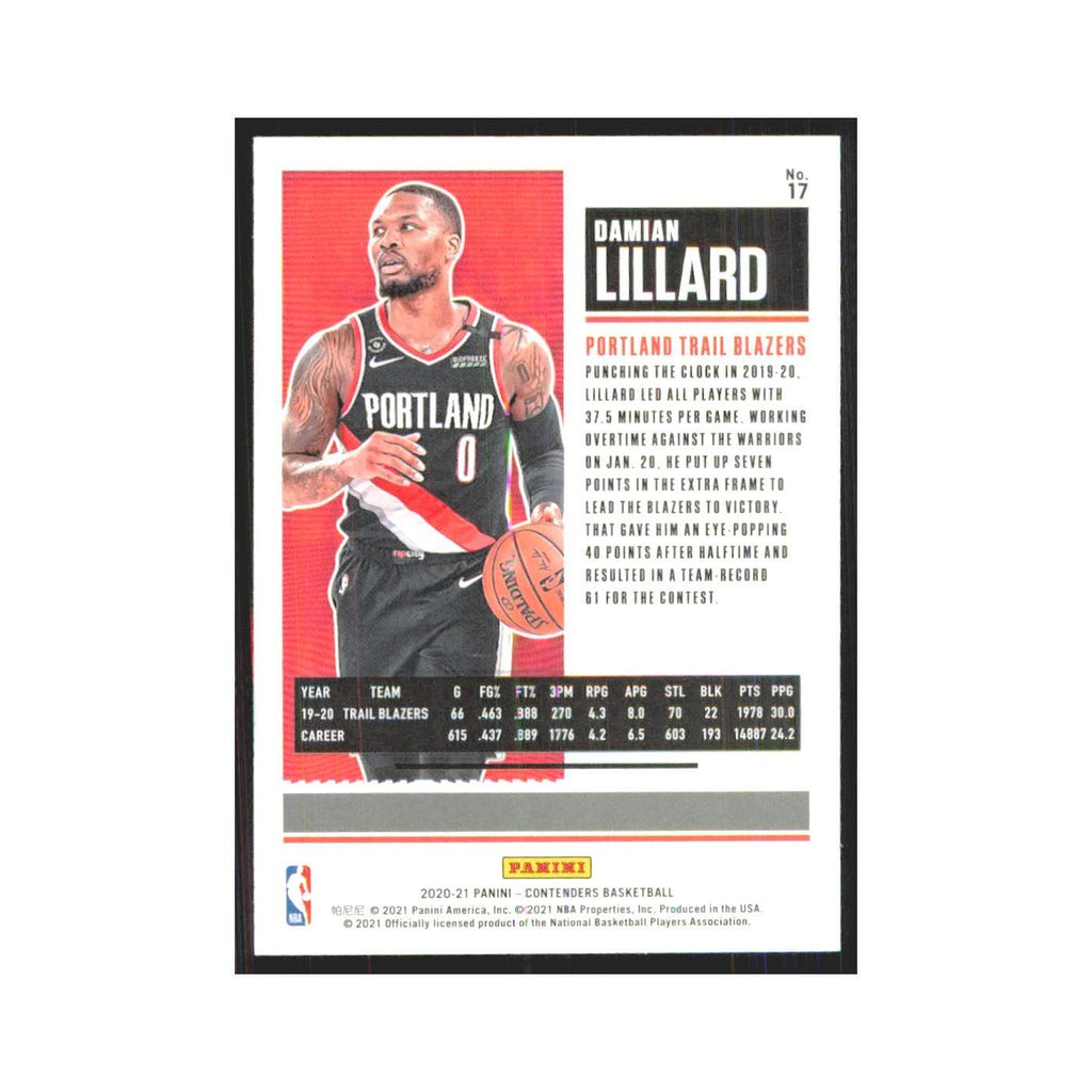 Damian Lillard 2020 Panini Contenders #17 Portland Trail Blazers NM