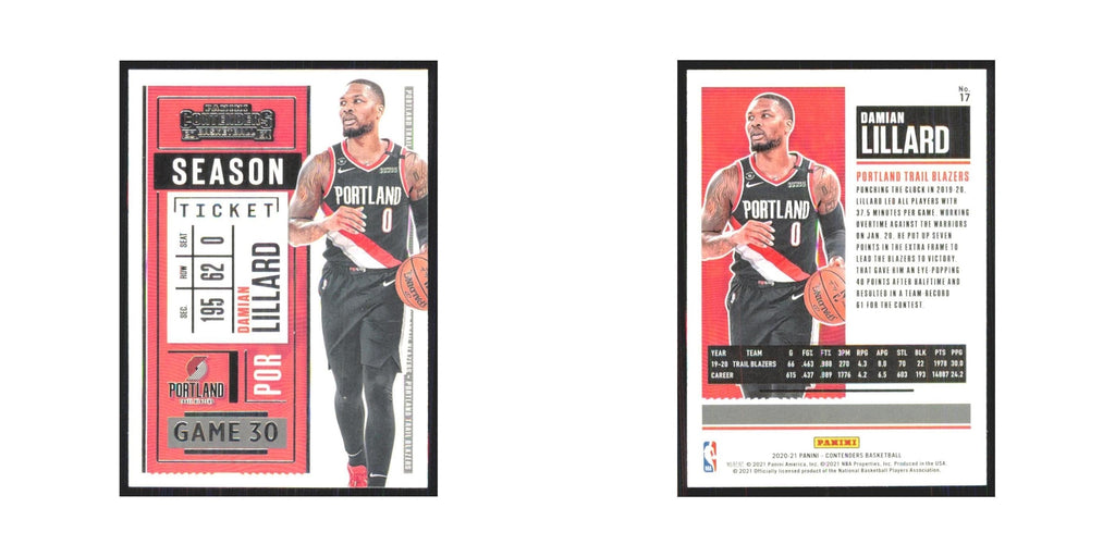 Damian Lillard 2020 Panini Contenders #17 Portland Trail Blazers NM