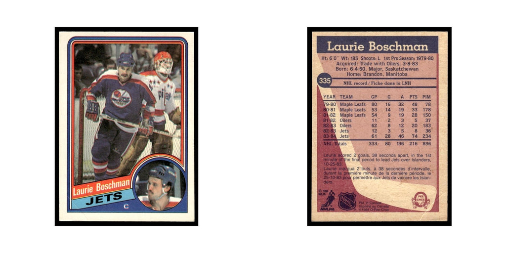 Laurie Boschman 1984 O-Pee-Chee #335 Winnipeg Jets Hockey Card EX