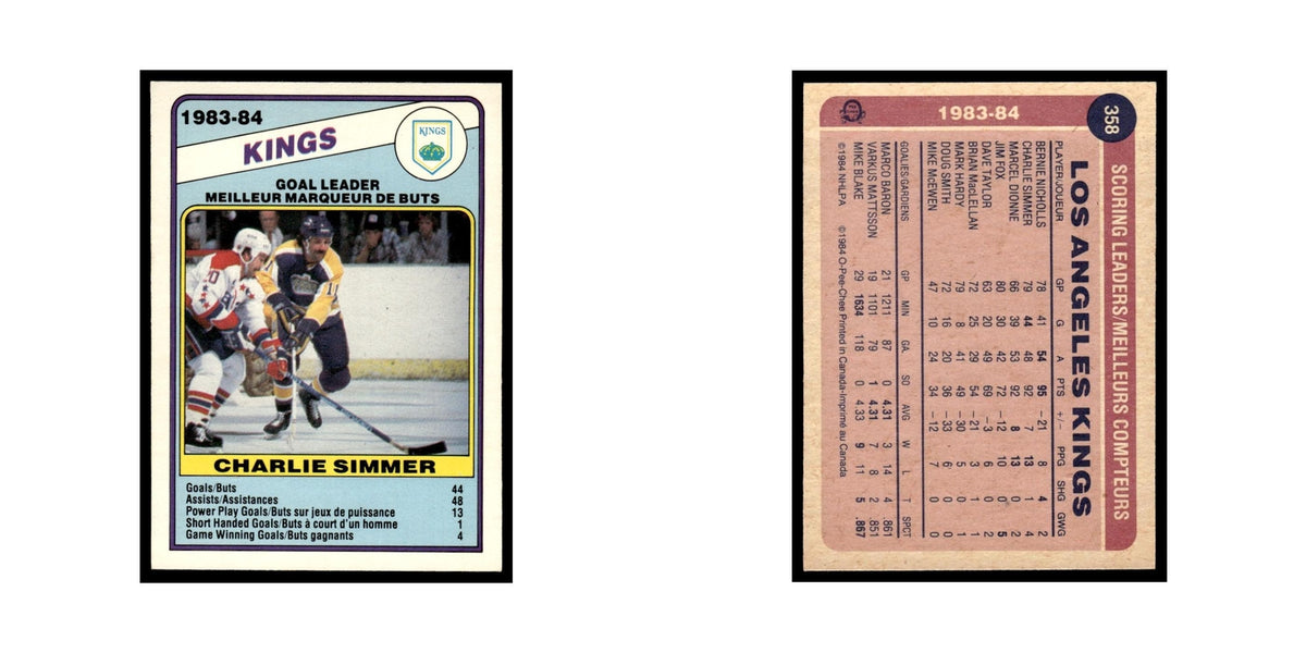 Charlie Simmer 1984 O-Pee-Chee #358 Los Angeles Kings Hockey Card EX