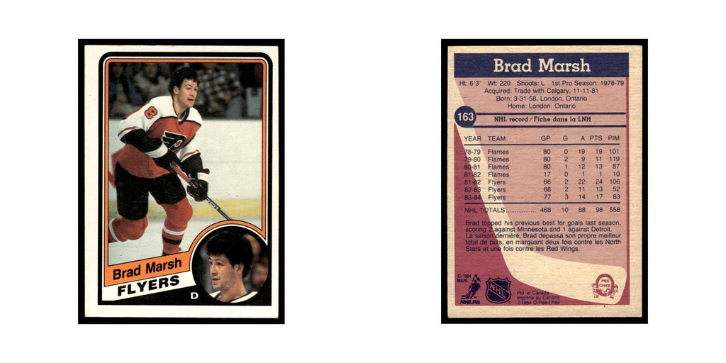 Brad Marsh 1984 O-Pee-Chee #163 Philadelphia Flyers Hockey Card EX