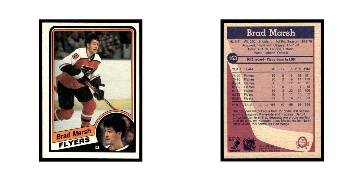 Brad Marsh 1984 O-Pee-Chee #163 Philadelphia Flyers Hockey Card EX