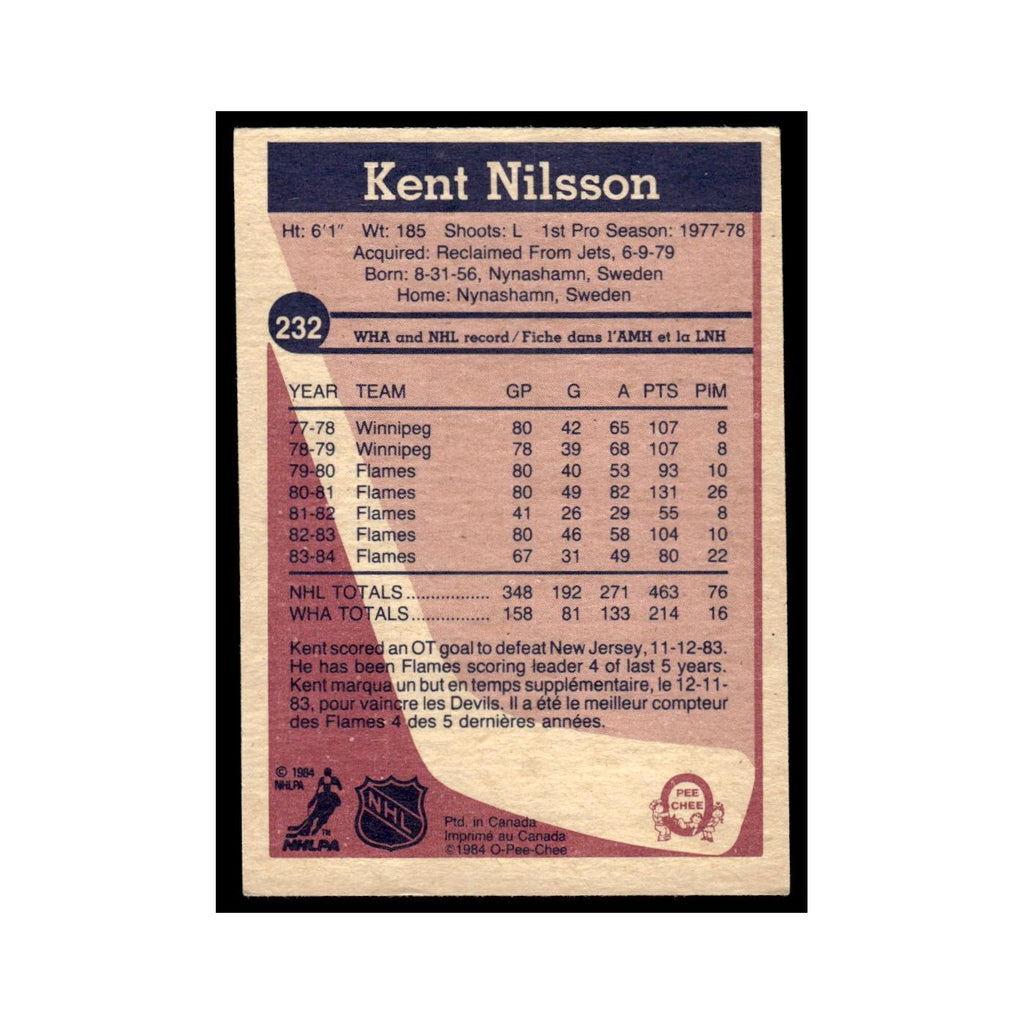 Kent Nilsson 1984 O-Pee-Chee #232 Calgary Flames Hockey Card EX