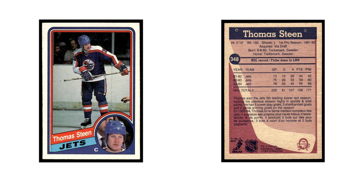 Thomas Steen 1984 O-Pee-Chee #348 Winnipeg Jets Hockey Card EX