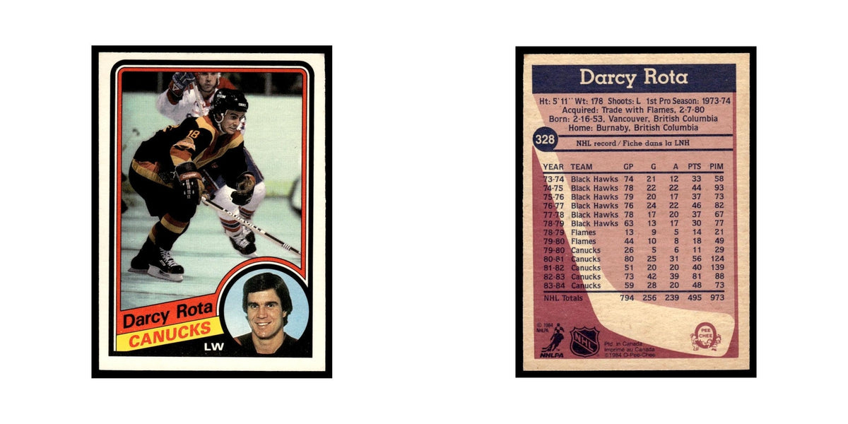 Darcy Rota 1984 O-Pee-Chee #328 Vancouver Canucks Hockey Card EX