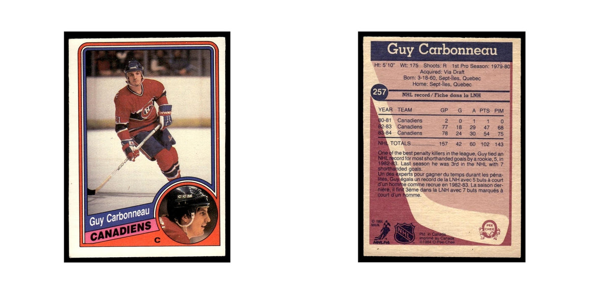 Guy Carbonneau 1984 O-Pee-Chee #257 Montreal Canadiens Hockey Card EX