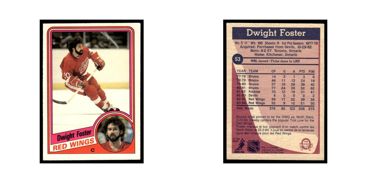 Dwight Foster 1984 O-Pee-Chee #53 Detroit Red Wings Hockey Card EX