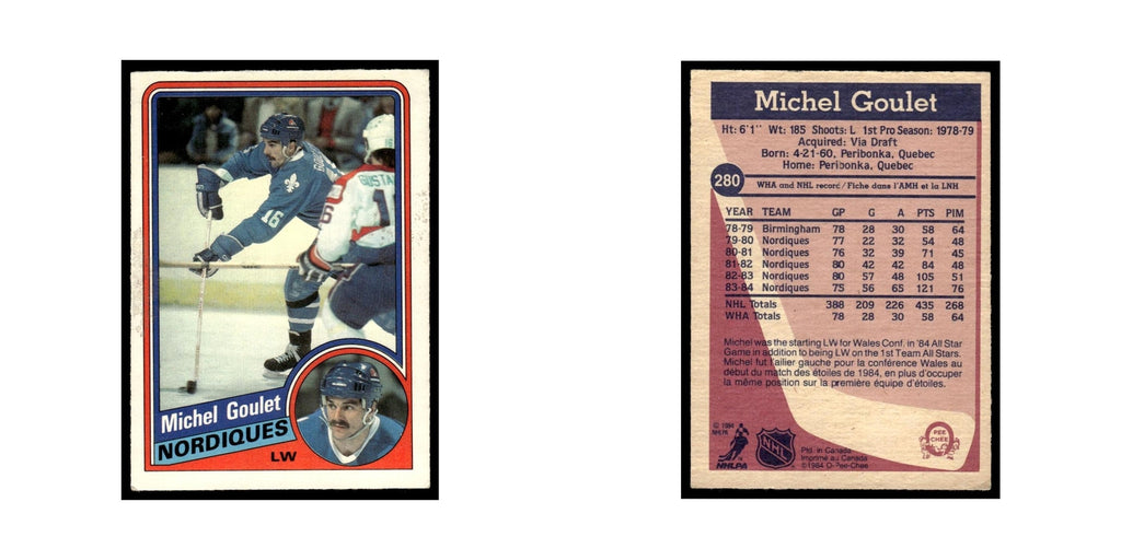 Michel Goulet 1984 O-Pee-Chee #280 Quebec Nordiques Hockey Card EX