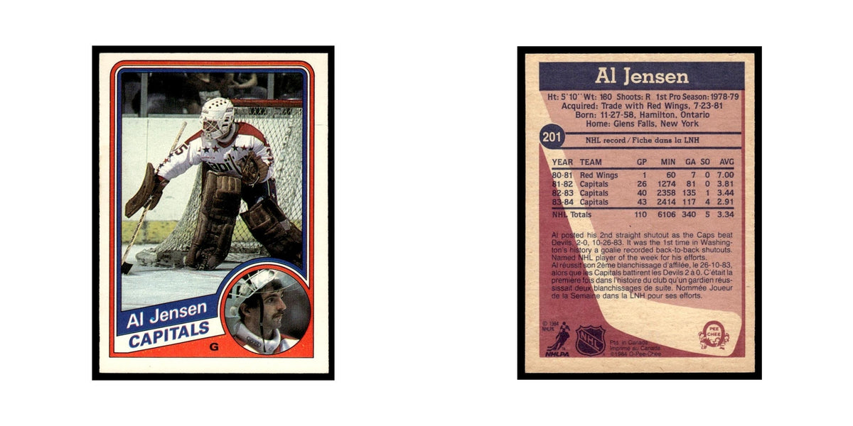 Al Jensen 1984 O-Pee-Chee #201 Washington Capitals Hockey Card EX