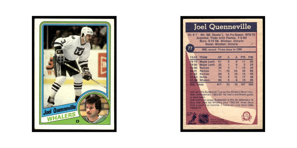 Joel Quenneville 1984 O-Pee-Chee #77 Hartford Whalers Hockey Card EX
