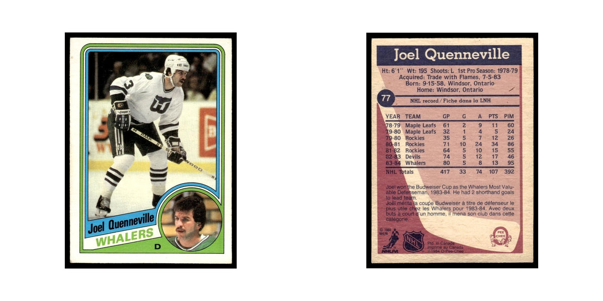 Joel Quenneville 1984 O-Pee-Chee #77 Hartford Whalers Hockey Card EX