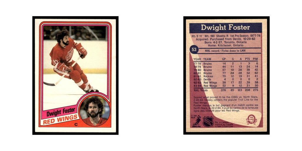 Dwight Foster 1984 O-Pee-Chee #53 Detroit Red Wings Hockey Card EX