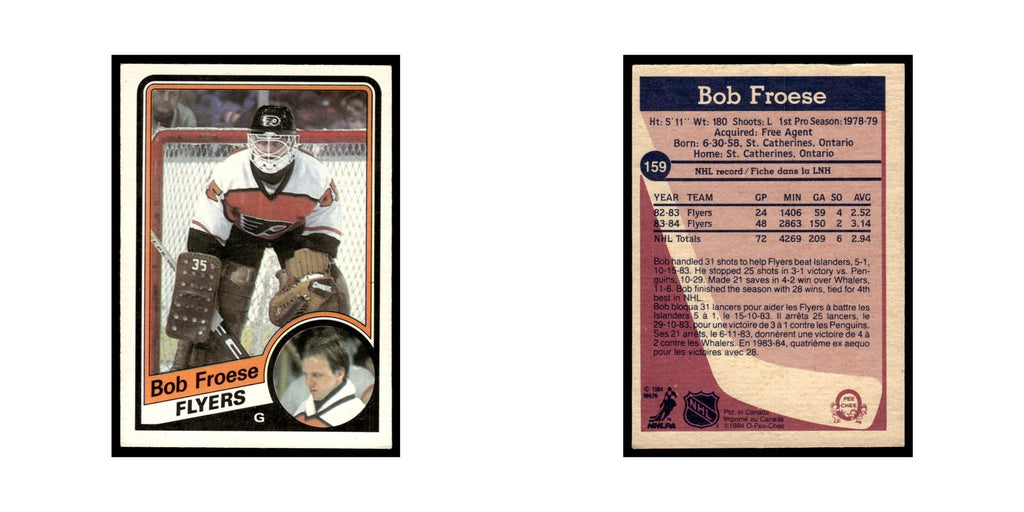 Bob Froese 1984 O-Pee-Chee #159 Philadelphia Flyers Hockey Card EX