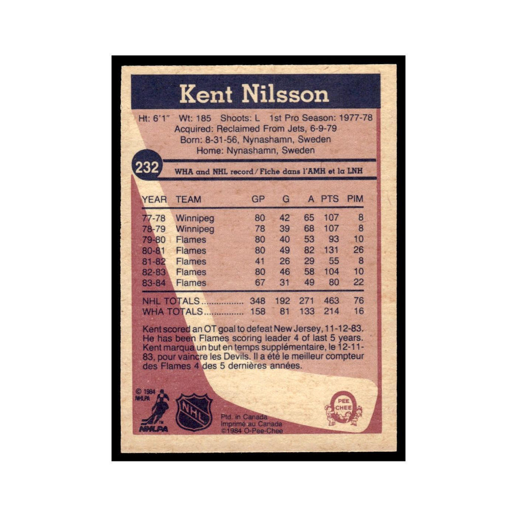Kent Nilsson 1984 O-Pee-Chee #232 Calgary Flames Hockey Card EX