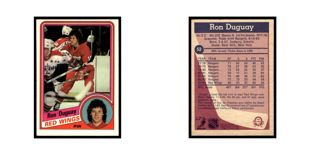 Ron Duguay 1984 O-Pee-Chee #52 Detroit Red Wings Hockey Card EX