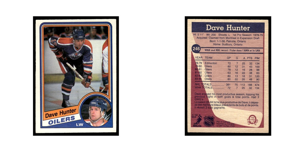 Dave Hunter 1984 O-Pee-Chee #246 Edmonton Oilers Hockey Card EX