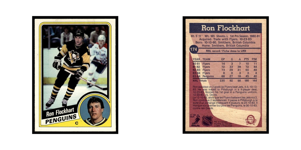 Ron Flockhart 1984 O-Pee-Chee #174 Pittsburgh Penguins Hockey Card EX