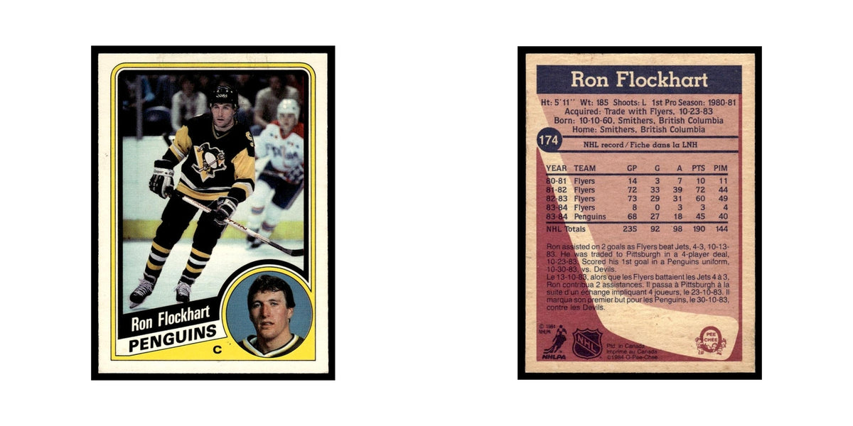 Ron Flockhart 1984 O-Pee-Chee #174 Pittsburgh Penguins Hockey Card EX