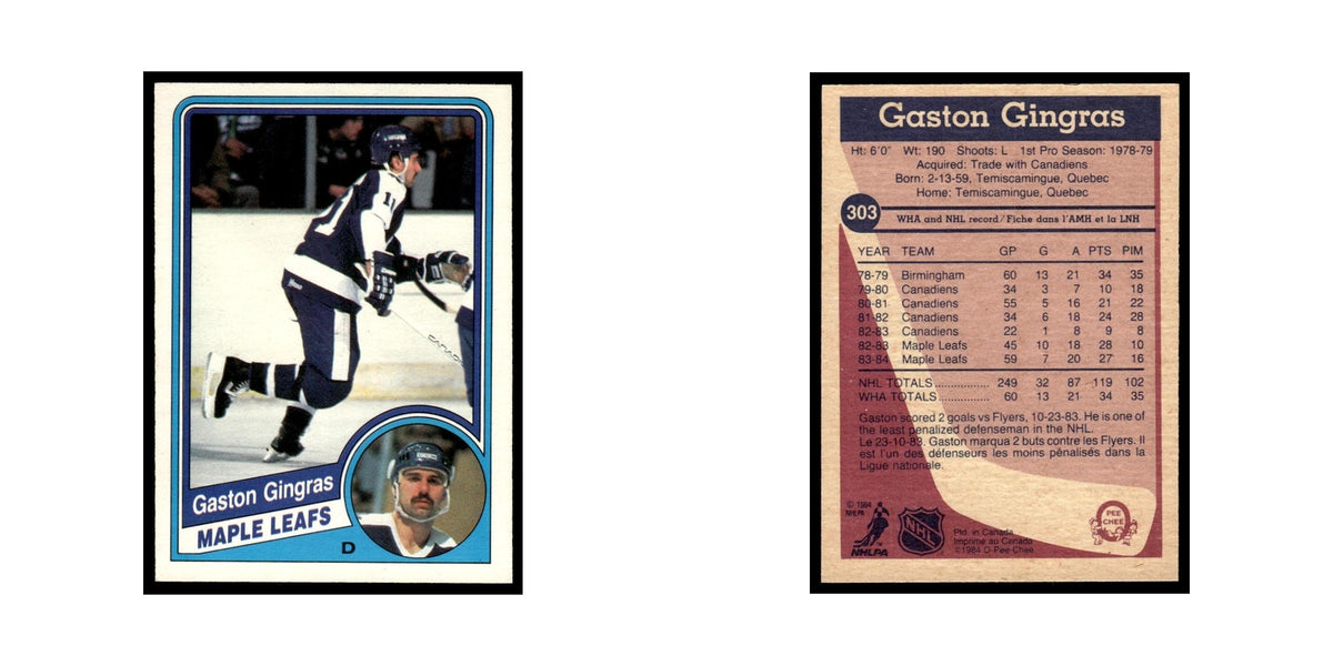 Gaston Gingras 1984 O-Pee-Chee #303 Toronto Maple Leafs Hockey Card EX