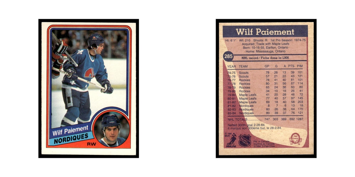 Wilf Paiement 1984 O-Pee-Chee #285 Quebec Nordiques Hockey Card EX