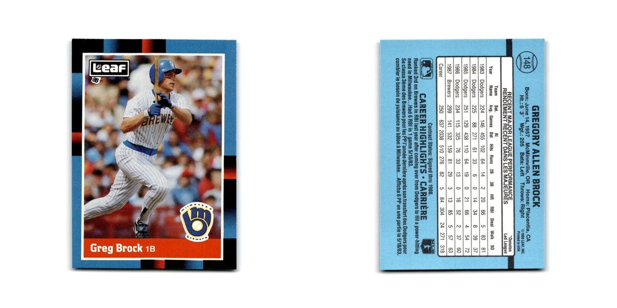 Greg Brock 1988 Leaf #148 Milwaukee Brewers Baseball Card NM