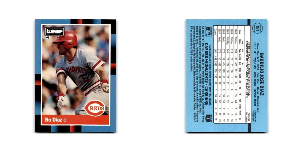 Bo Diaz 1988 Leaf #191 Cincinnati Reds Baseball Card NM