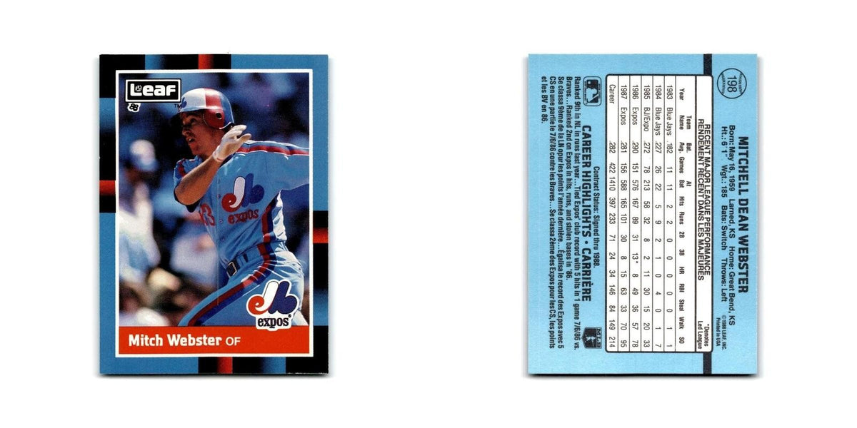 Mitch Webster 1988 Leaf #198 Montreal Expos Baseball Card NM