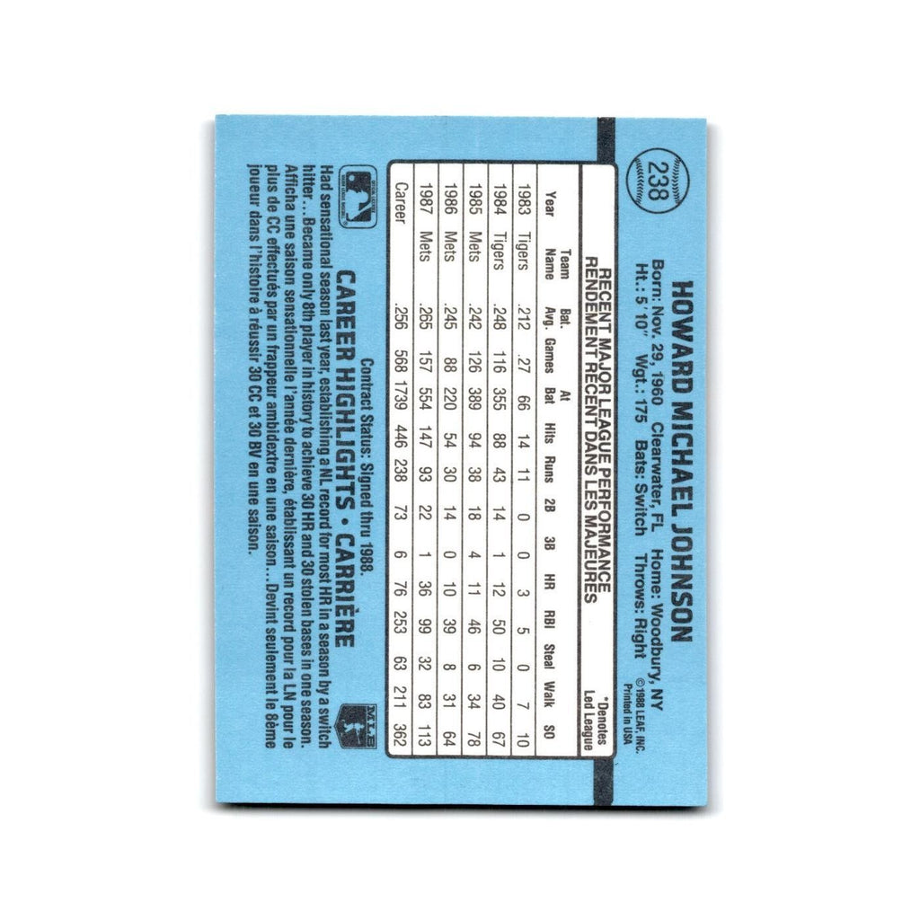 Howard Johnson 1988 Leaf #238 New York Mets Baseball Card NM