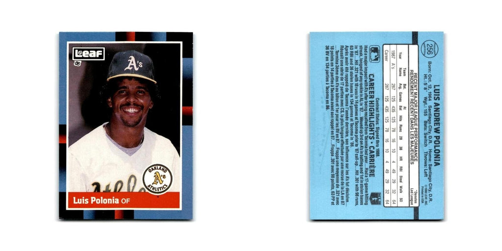 Luis Polonia 1988 Leaf #256 Oakland Athletics Baseball Card NM