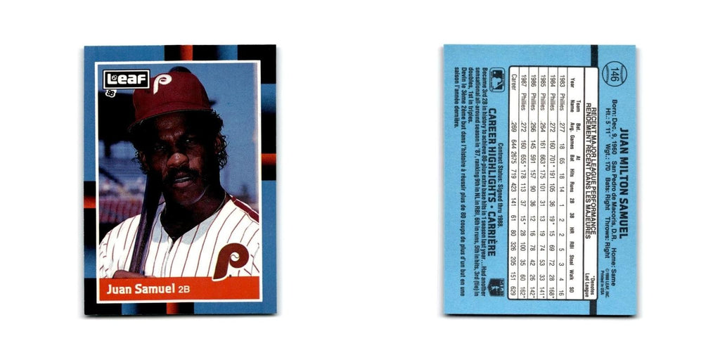 Juan Samuel 1988 Leaf #146 Philadelphia Phillies Baseball Card NM