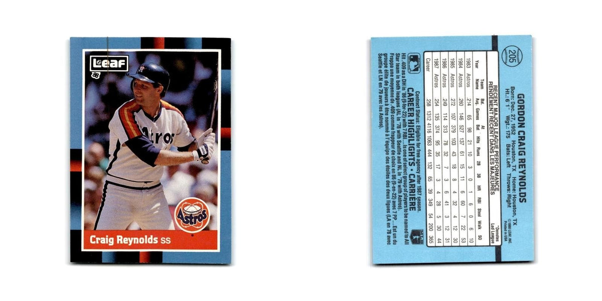 Craig Reynolds 1988 Leaf #205 Houston Astros Baseball Card NM