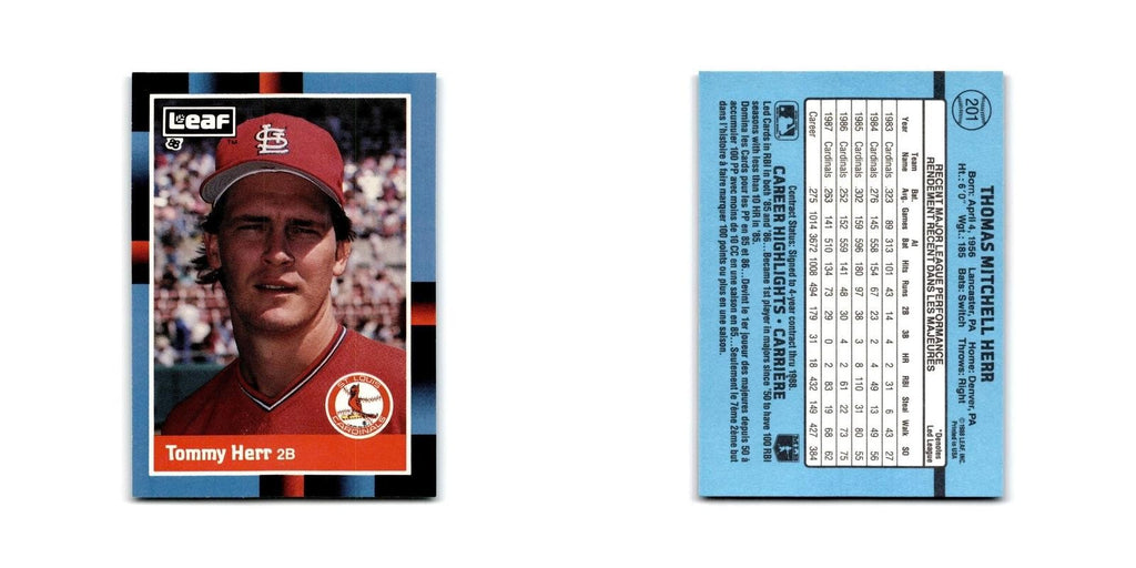 Tommy Herr 1988 Leaf #201 St. Louis Cardinals Baseball Card NM