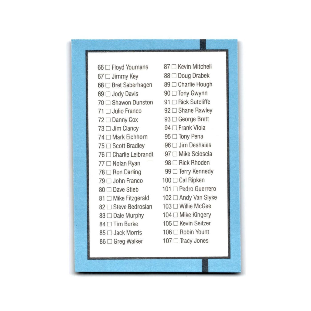 Checklist 28-107 1988 Leaf #NNO Baseball Card NM