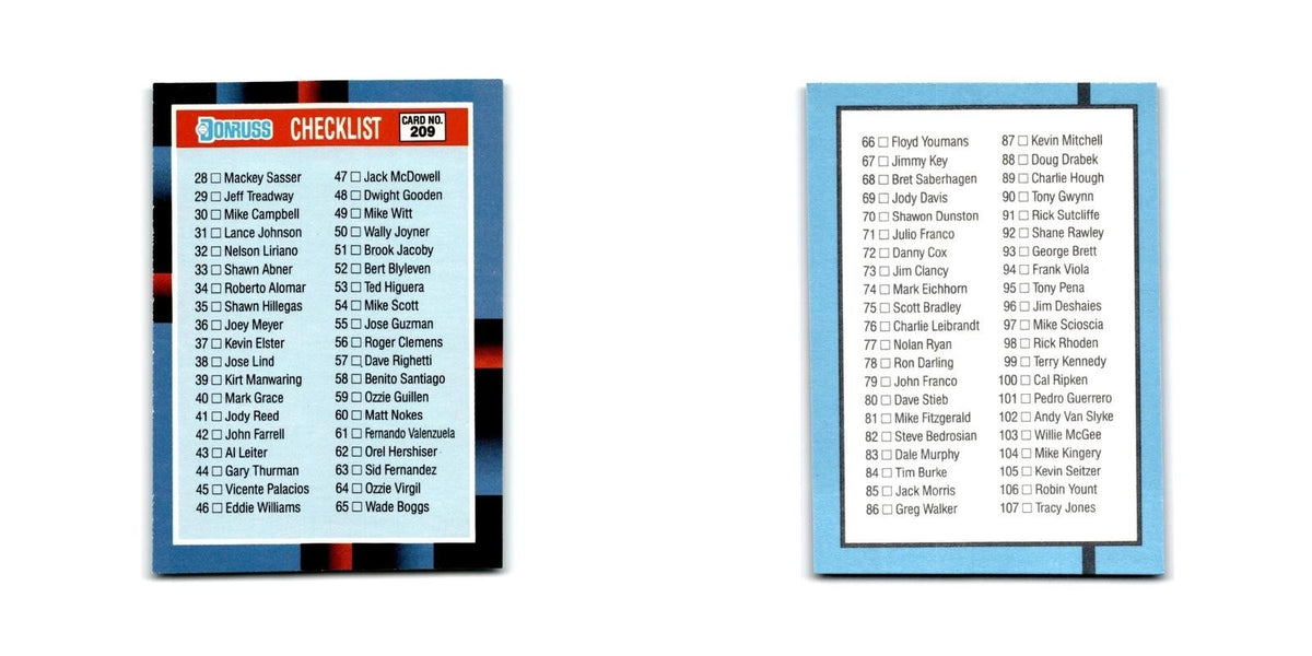 Checklist 28-107 1988 Leaf #NNO Baseball Card NM