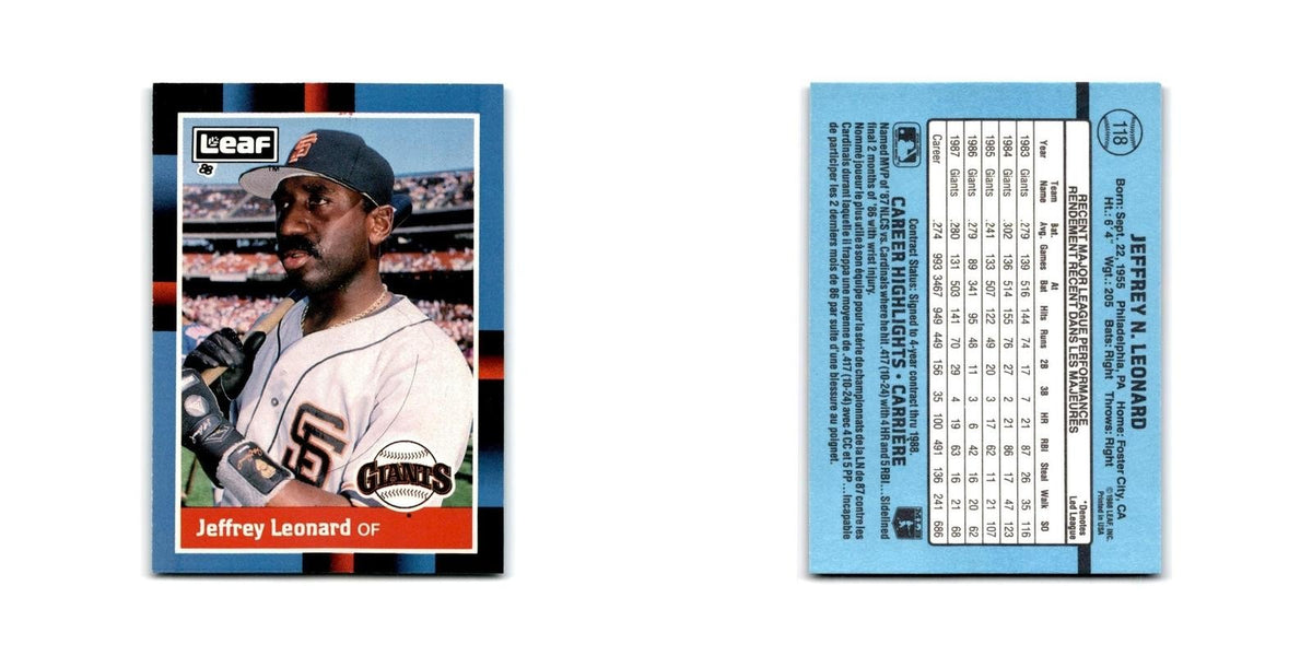 Jeffrey Leonard 1988 Leaf #118 San Francisco Giants Baseball Card NM