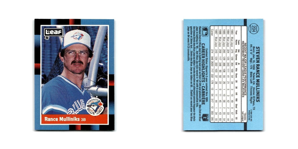 Rance Mulliniks 1988 Leaf #204 Toronto Blue Jays Baseball Card NM