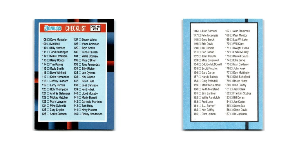 Checklist 108-187 1988 Leaf #NNO Baseball Card NM